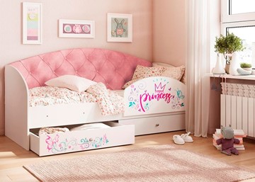 Кровать детская Эльза с бортиком, Розовый (щиты) во Владикавказе