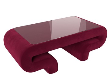 Стеклянный столик в гостиную Волна, бордовый (микровельвет) во Владикавказе