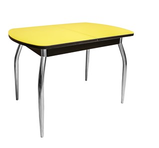 Обеденный раздвижной стол ПГ-01 СТ2, венге/желтое стекло/35 хром гнутые металл во Владикавказе