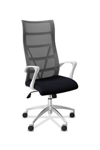 Офисное кресло для руководителя Топ X белый каркас, сетка/ткань TW / серая/черная во Владикавказе