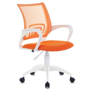 Офисное кресло Brabix Fly MG-396W (с подлокотниками, пластик белый, сетка, оранжевое) 532401 во Владикавказе