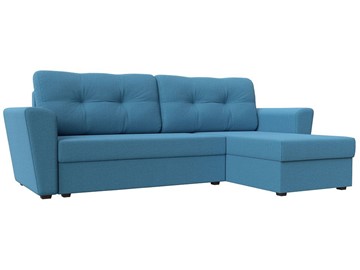 Угловой диван с оттоманкой Амстердам Лайт, Амур голубой (рогожка) во Владикавказе