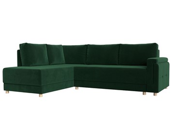 Угловой раскладной диван Лига-024, Зеленый (Велюр) во Владикавказе
