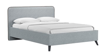 Кровать с механизмом 1.5-спальная Миа, 140 Bravo grey (серый) / кант Лайт 10 Велюр (коричневый) + кроватное дно во Владикавказе