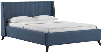 Кровать полутороспальная Мелисса 140, арт. Тори 83 велюр (серо-синий) + кроватное дно во Владикавказе