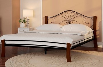 Полуторная кровать Фортуна 4 Лайт, 1400, черный/махагон во Владикавказе