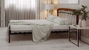 Кровать 2-спальная Муза 4 Лайт, 1600, черный/махагон во Владикавказе