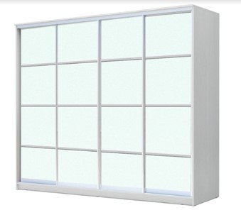 Шкаф 4-х дверный ХИТ 23-4-24/2-8888, с матовым стеклом, разделительные планки х4, Белый во Владикавказе