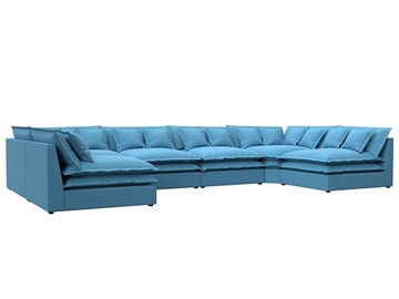 П-образный диван Лига-040, Амур голубой (рогожка) во Владикавказе