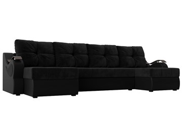 П-образный диван Меркурий П, Черный\Черный (Велюр\Экокожа) во Владикавказе