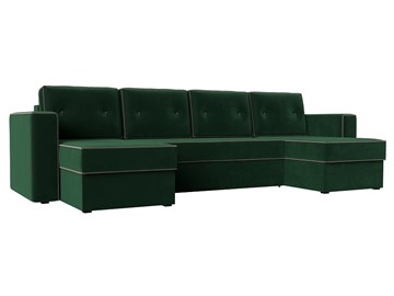 Большой П-образный диван Принстон, Зеленый\Коричневый (Велюр) боннель во Владикавказе
