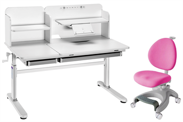 Комплект парта + кресло FauDesk Iris II Grey + Cielo Pink + чехол для кресла в подарок во Владикавказе