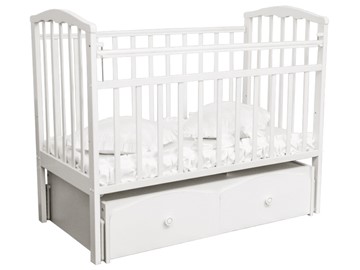 Кроватка в детскую Золушка 7, 60х120, массив березы, цвет белый во Владикавказе