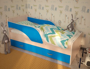Детская кровать Максимка, корпус Млечный дуб, фасад Синий во Владикавказе - предосмотр