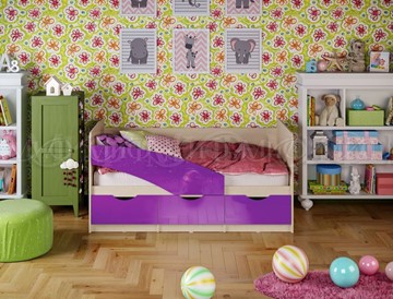 Кровать в детскую Бабочки 800*1600, Фиолетовый глянец во Владикавказе