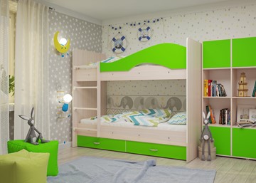 Двухэтажная детская кровать Мая на щитах, корпус Млечный дуб, фасад Салатовый во Владикавказе - предосмотр 2