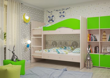 Двухэтажная детская кровать Мая на щитах, корпус Млечный дуб, фасад Салатовый во Владикавказе - предосмотр 1