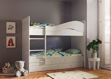Кровать 2-ярусная Мая с 2 ящиками на щитах, цвет Млечный дуб во Владикавказе