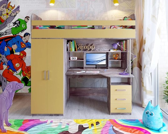 Кровать-чердак детская Аракс, каркас Бетон, фасад Зира во Владикавказе - изображение
