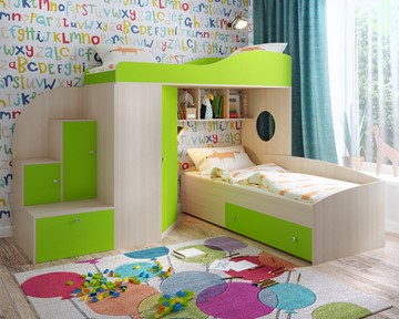 Детская кровать-шкаф Кадет-2, корпус Дуб, фасад Лайм во Владикавказе