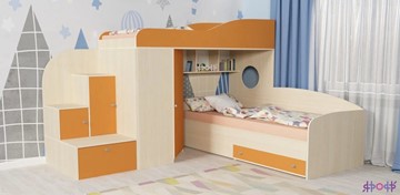 Детская кровать-шкаф Кадет-2, корпус Дуб, фасад Оранжевый во Владикавказе