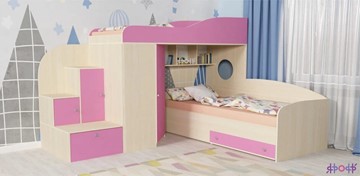 Детская кровать-шкаф Кадет-2, корпус Дуб, фасад Розовый во Владикавказе
