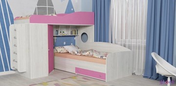 Детская кровать-шкаф Кадет-2 с металлической лестницей, корпус Винтерберг, фасад Розовый во Владикавказе
