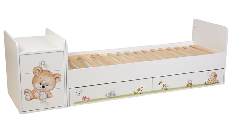 Детская кровать Фея 1100 Медвежонок Белый во Владикавказе - изображение 2