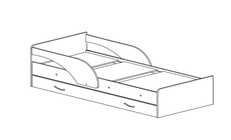 Кровать с ящиками Максимка, корпус Млечный дуб, фасад Салатовый во Владикавказе - изображение 1