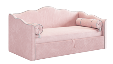 Кровать детская с подъемным механизмом Лея (Софа) 90х200 (нежно-розовый (велюр)/галька (велюр)) во Владикавказе