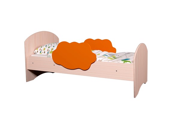 Детская кровать с бортиками Тучка, корпус Дуб млечный, фасад Оранжевый во Владикавказе - изображение