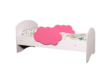 Детская кровать с бортиками Тучка, корпус Белый, фасад Розовый во Владикавказе