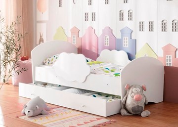 Детская кровать Тучка с ящиком, корпус Белый, фасад Белый во Владикавказе