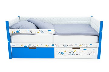 Кровать-тахта детская мягкая с фотопечатью, Svogen сине-белый/барашки во Владикавказе