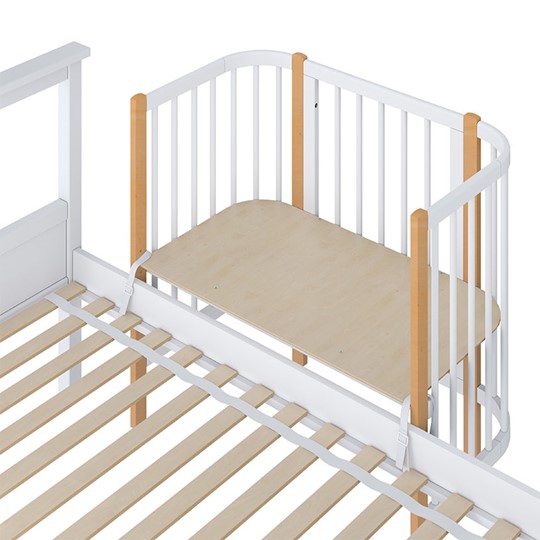 Кроватка приставная POLINI Kids Simple 105 Белый / Бук во Владикавказе - изображение 3