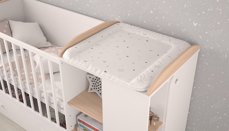 Детская кровать-трансформер с комодом POLINI Kids Ameli 800 Белый / Дуб пастельный, серия AMELI во Владикавказе - изображение 4