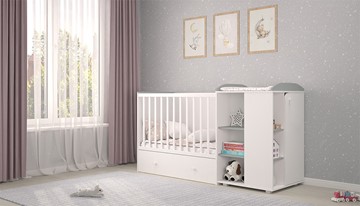 Детская кровать с комодом POLINI Kids Ameli 800 Белый / Серый, серия AMELI во Владикавказе - предосмотр 2