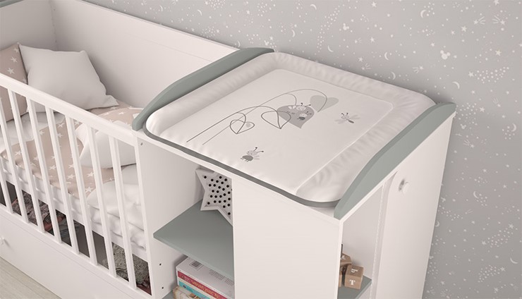 Детская кровать с комодом POLINI Kids Ameli 800 Белый / Серый, серия AMELI во Владикавказе - изображение 3