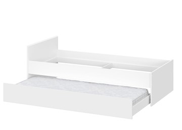 Выкатная кровать в детскую Токио, белый текстурный (одинарная (0,9х2,0) + выкатная) во Владикавказе - предосмотр