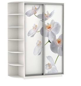 Шкаф 2-створчатый Хит, 1500x600x2200, фотопечать, со стеллажом, белая орхидея, белый снег во Владикавказе