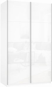 Шкаф 2-дверный Прайм (Белое стекло/Белое стекло) 1200x570x2300, белый снег во Владикавказе