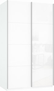Шкаф 2-х створчатый Прайм (ДСП/Белое стекло) 1200x570x2300, белый снег во Владикавказе