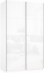 Шкаф Прайм (Белое стекло/Белое стекло) 1600x570x2300, белый снег во Владикавказе