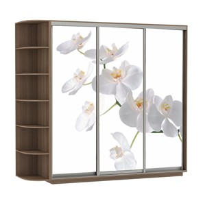 Шкаф Экспресс со стеллажом, 2100х600х2200, Орхидея белая/шимо темный во Владикавказе