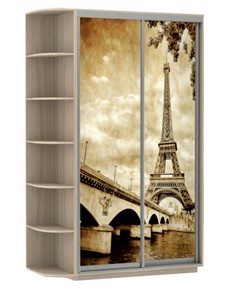 Шкаф 2-дверный Хит, 1500x600x2200, фотопечать, со стеллажом, париж, шимо светлый во Владикавказе