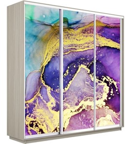 Шкаф 3-створчатый Экспресс 1800х600х2200, Абстракция фиолетово-золотая/шимо светлый во Владикавказе