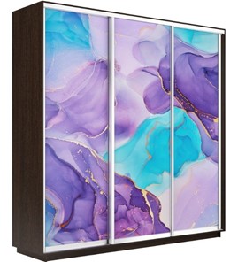 Шкаф 3-х створчатый Экспресс 2400х450х2200, Абстракция фиолетовая/венге во Владикавказе
