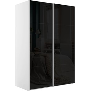 Шкаф 2-х дверный Эста (Стекло черное/Стекло черное) 1600x660x2400, белый снег во Владикавказе