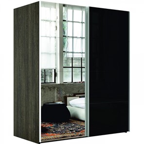 Шкаф 2-дверный Эста (Зеркало/Стекло черное) 1800x660x2400, венге мали во Владикавказе
