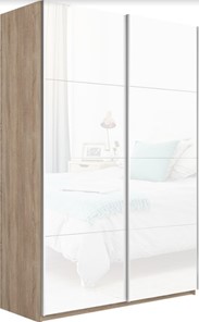 Шкаф 2-х дверный Прайм (Белое стекло/Белое стекло) 1400x570x2300, дуб сонома во Владикавказе